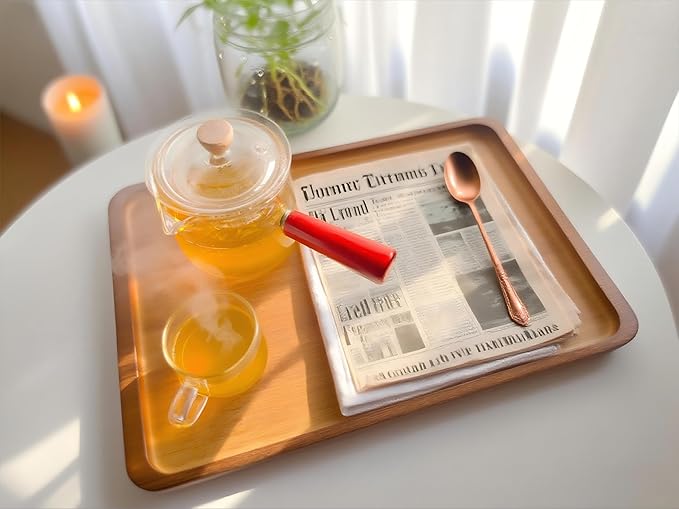 Bamboo Serving Tray – Two Sizes for Breakfast, Tea, Coffee & Snacks – Eco-Friendly Wooden Tray for Bed, Kitchen, Coffee Table, or Decorative Use-Ruum Studio Home