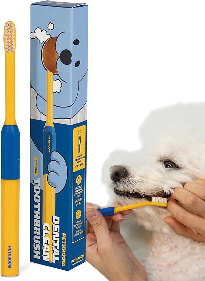 PETHROOM] Pet Toothbrush | Dogs and Cats Teeth Brushing Cleaning Tooth Care | Soft Bristle Cleaning Toothbrush for Dog Puppy Cat, Removing Old Plaque and Tartar (Medium)-Ruum Studio Home