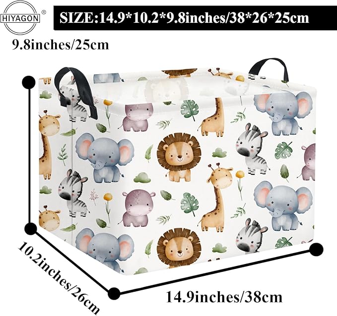 HIYAGON Rectangular Woodland Animal Basket Baby Storage Basket Storage Bin Organizer Box Animal Room Decor(Animal Basket)-Ruum Studio Home