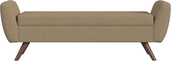 HomePop Modern Storage Bench with Wood Legs Home Décor|Bench with Storage for Living Room & Bedroom - Brown Boucle-Ruum Studio Home