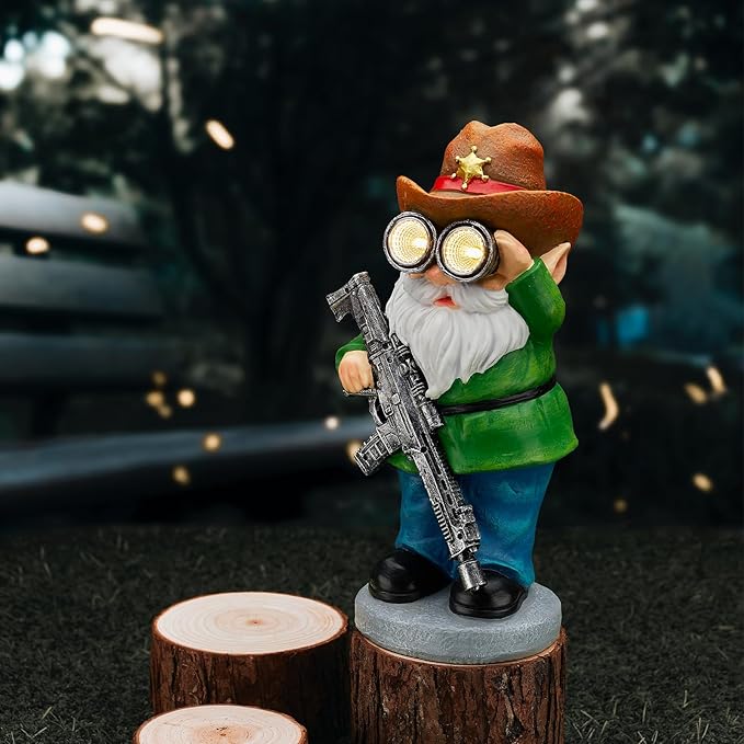 Funny Garden Gnomes Statue Outdoor Decor, Solar Telescope Gnome Decorations for Yard, Lawn, Patio, Porch, Fathers Day Birthday Housewaming Gifts for Dad, Men, Husband, 10.6 Inch, Resin-Ruum Studio Home