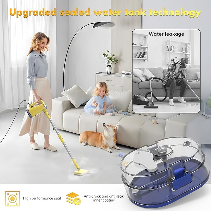 Steam Mop with Detachable Handheld Steam Cleaner for Home Cleaning,13OZ Water Tank,with Handheld 6-in-1 Multi-function Attachments for Hardwood Floors,Clothes,Windows,Tiles Grout and Furniture-Ruum Studio Home