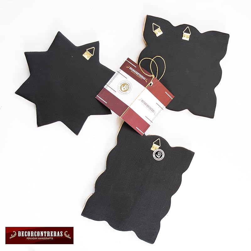 Small Decorative Wall Mirror set of 3 - Accent mirrors of 6in for wall decor, Peruvian Mirrors Vanity with bronze leaf-Ruum Studio Home