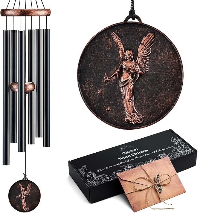 Wind Chimes for Outside, Angel Deep Tone Vintage Wind Chime Outdoor Clearance, Sympathy/Memorial/Festivals Gift for Mom Dad Grandma, Home Garden Patio Decor (32" Angel)-Ruum Studio Home