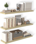 48 Inch Floating Shelf 3 Pack Large Floating Shelves for Wall No Drilling Accessories Included Deep Wall Shelves for Living Room Kitchen Farmhouse 48" W x 12" D x 1.2" Oak-Ruum Studio Home