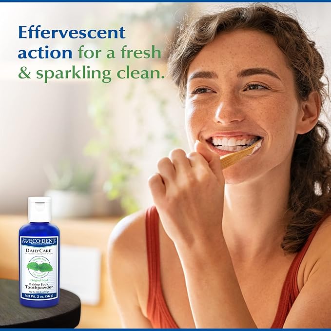 Eco-Dent DailyCare Baking Soda Toothpowder, Mint - Fluoride-Free Toothpaste Powder, SLS-Free Tooth Powder with Baking Soda, Minerals, and Essential Oils, Toothpaste Alternative, 2 Oz Ea (Pack of 3)-Ruum Studio Home