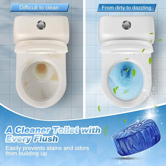 KIISIISO Multipurpose Bathroom Cleaners, 54 Pack Commercial & Household Toilet Bowl Cleaners, Blue Toilet Bowl Tablets Drop in Tank, Janitorial Deodorizers-Ruum Studio Home