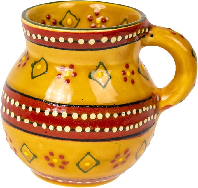 Encantada Handmade Hand-Painted Authentic Mexican Pottery Mugs (2-pack, Gold)-Ruum Studio Home