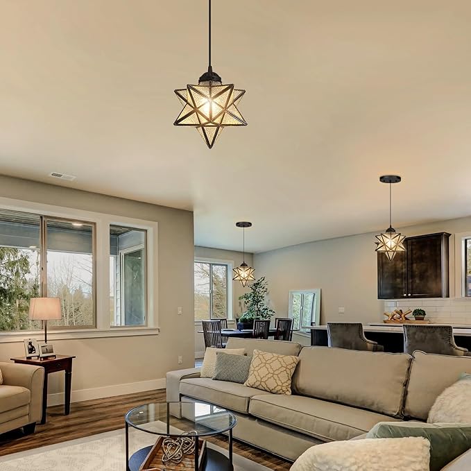 Modern Glass Pendant Lights Dining Room Chandeliers Lighting for Kitchen Island Light Fixture Hanging Light with Warm Light Bulb-Ruum Studio Home