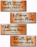 FENCORDAR 4 Pieces Orange Bathroom Decor Bible Verses Decor Wooden Orange Wall Decor Abstract Office Christian Wall Decor Religious Art for Women Office Home Bedroom Living Room Decor(10x4)-Ruum Studio Home