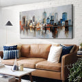 Arjun Brooklyn Bridge Wall Art Modern New York City Abstract Canvas Cityscape NY Painting Large Framed Colorful NYC Skyline Textured Picture for Living Room Bedroom Home Office Wall Decor, 48"x24"-Ruum Studio Home