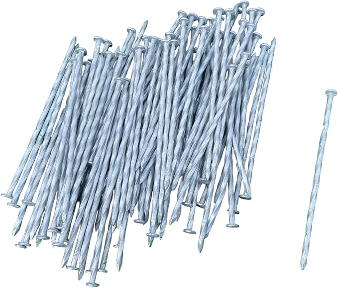 Sandbaggy 6 inch Galvanized Landscape Edging Spikes - Spiral Landscape Nails - 7 Gauge Steel - Great for Hard Rocky Soil - Also Great for Paver Edging, Artificial Turf, Landscape Fabric (400, 6 inch)-Ruum Studio Home