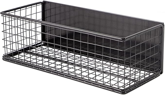 Magnetic Basket, Magnetic Shelf for Fridge, Magnetic Spice Rack Wire Mesh Magnetic organizer Holder Accessories for Office Kitchen Classroom Storage, Black-High, 9.44" x 4" x 3.14"-Ruum Studio Home