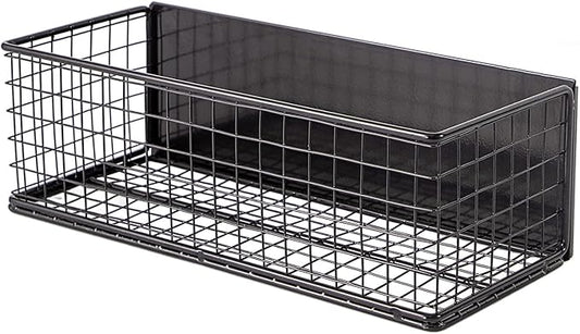 Magnetic Basket, Magnetic Shelf for Fridge, Magnetic Spice Rack Wire Mesh Magnetic organizer Holder Accessories for Office Kitchen Classroom Storage, Black-High, 9.44" x 4" x 3.14"-Ruum Studio Home