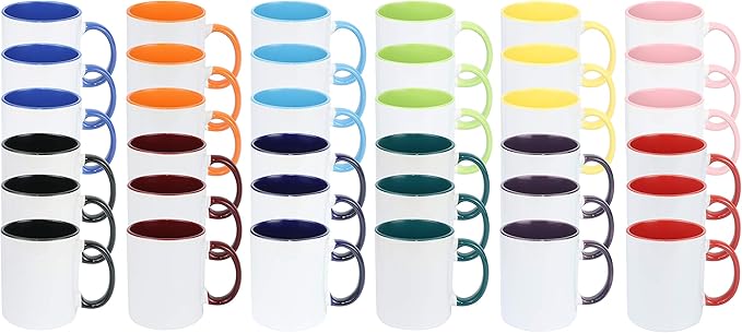 11oz White Ceramic Sublimation Coffee Mug in White Gift Box, 12 Mixed Colors, Case of 36-Ruum Studio Home