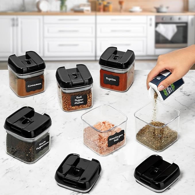 Shazo 6 PC Airtight Food Storage Containers - BPA Free Clear Plastic Snack & Spice Containers with Easy Lock Lids - Kitchen and Pantry Organization for Herbs, Coffee, Tea - 0.5L / 2.1 Cups-Ruum Studio Home
