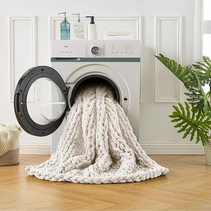 Ultra Soft Chunky Knit Blanket Throw -40x50 Hand Knitted Warm Chenille Throw Blanket, Home Decor Soft Thick Yarn Cable Knit Blanket Breathable Fleece Banket Christmas for Couch Bed Sofa Best GIF-Ruum Studio Home