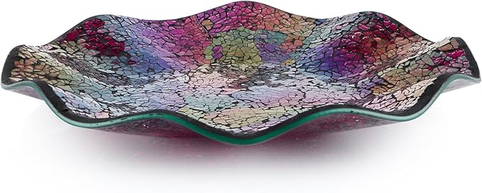 MDLUU Mosaic Centerpiece Tray, 11.6" Decorative Glass Plate, Home Decor Glass Bowl for Dining Room Table, Coffee Table, Gift (Multicolored Purple)-Ruum Studio Home