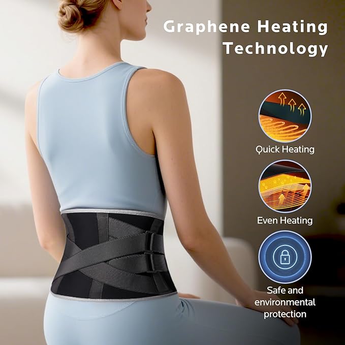 Cordless Heating Pad for Back Pain Relief: 7000mAh Lower Back Massager with 6 Heat 6 Vibration, Portable Heating Pad for Cramps, Birthday Gifts for Women Men Mom Dad-Ruum Studio Home