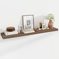 55 Inch Floating Shelves, 12 Inch Deep Floating Shelves for Wall, Floating Shelf with Invisible Brackets, Deep Wall Shelves for Bathroom, Bedroom, Living Room, 1 Pack, Walnut-Ruum Studio Home