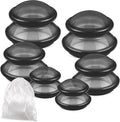 TrelaCo 6 Pcs Cupping Kit for Massage Therapy 3 Sizes Silicone Cupping Set Chinese Massage Therapy for Studio Household Cellulite Joint Pain Muscle Pain(Clear Black)-Ruum Studio Home