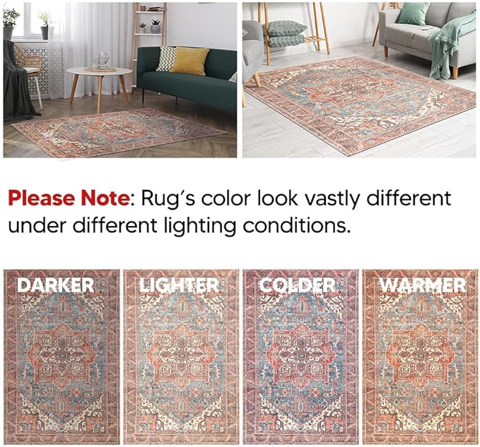 Keen Home Design 2x3 Rug - Machine Washable Entry Rug with Non-Slip Backing, Ideal for Enteryway, Kitchen, Bathroom, Laundry Room - Vintage, Easy Clean, Durable, Low Pile Rug - (2' x 3')-Ruum Studio Home