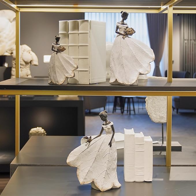 Guichifun Fairy Statue Collection Home Decoration - White Leaf Angel Girls Resin Home Decor for Outside or Inside Rustic Garden Outdoor Yard Decorations Figurines Memory Gift 7.5 x 4.5 x 11.5 Inch-Ruum Studio Home