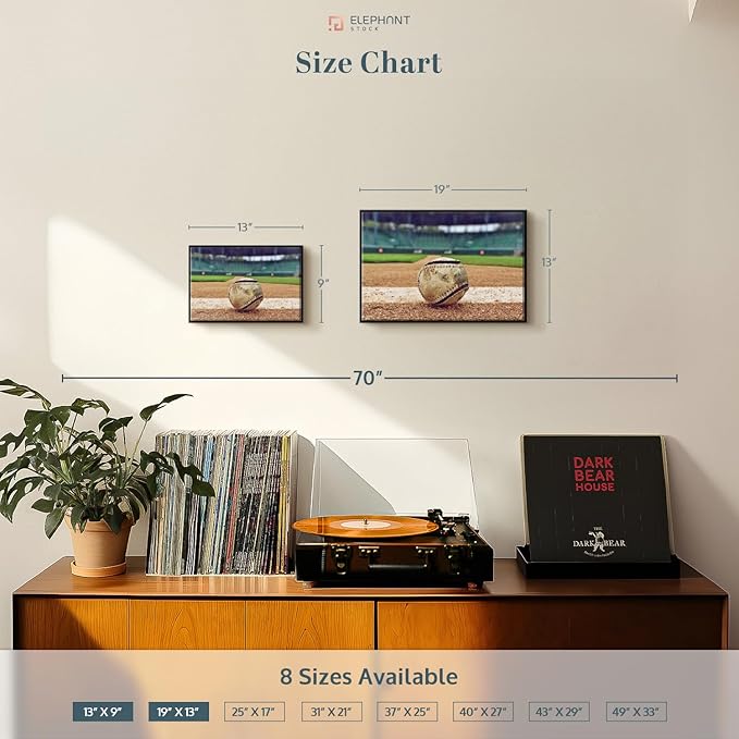 ElephantStock Baseball In Stadium Wall Art - Horizontal Framed Canvas - 1-Piece Living Room Wall Decor - Car Photography Canvas Print - Brown and Beige Decor for Wall - 19" X 13"-Ruum Studio Home