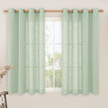 LAMIT Fresh Green Linen Curtains 54 Inch Length 2 Panels, Light Filtering Semi Sheer Panels Bronze Grommet Neutral Drapes for Kitchen/Window/Bedroom, 52 x 54 Inch-Ruum Studio Home