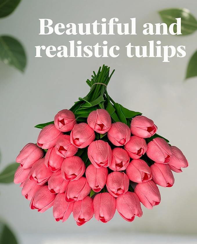 15 Pcs Artificial Tulip PU Fake Flower Realistic Touch Spring Summer Fake Flowers for Home Decor Outdoor Garden Parties and Wedding-Ruum Studio Home