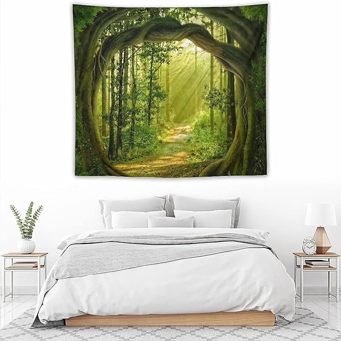 FENDROM Enchanted Forest Tapestry Nature Sunshine Lanscape Green Tree Cave Tapestries Wall Hanging For Living Room Bedroom Home Decorations-Ruum Studio Home