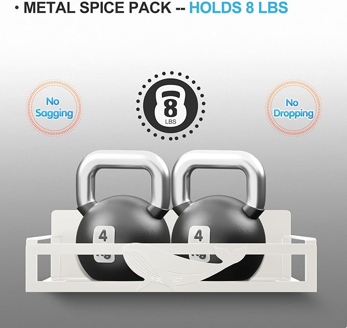 Magnetic Spice Rack for Refrigerator, 4-Pack Metal Seasoning Organizer for Kitchen Storage Organization, Space Saving Magnetic Shelf for Fridge, Pantry, Laundry Room, White-Ruum Studio Home