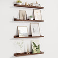Picture Ledge Shelf for Wall, Floating Shelves Set of 4, 24 Inch Long Nursery Book Shelves for Toys Storage, Kids Bookshelf Wall Mounted for Books Photo Frames, Walnut-Ruum Studio Home
