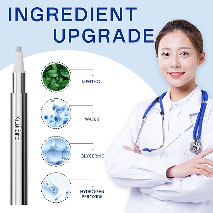 KIWIBIRD Teeth Whitening Kit for Sensitive Teeth – 3 Gel Pens, LED Light with Wireless Charging Case, IPX7 Waterproof, Enamel-Safe at-Home Dental Care Tool-Ruum Studio Home