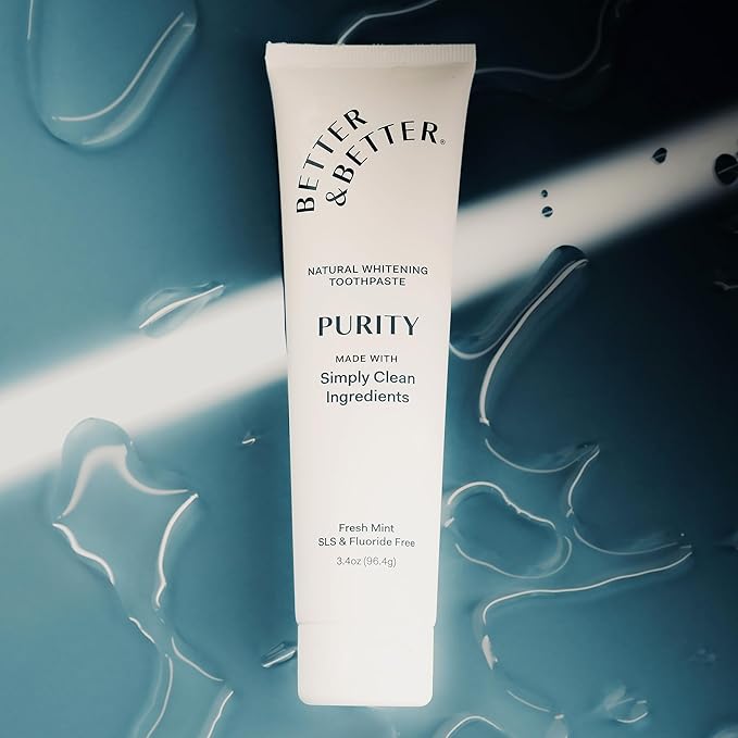 Better & Better Purity Toothpaste | Natural Whitening Toothpaste Without Additives | Organic, Vegan, Fluoride & SLS Free | Coconut-Based Formula w/Fresh Mint Flavor | 3.4oz-Ruum Studio Home