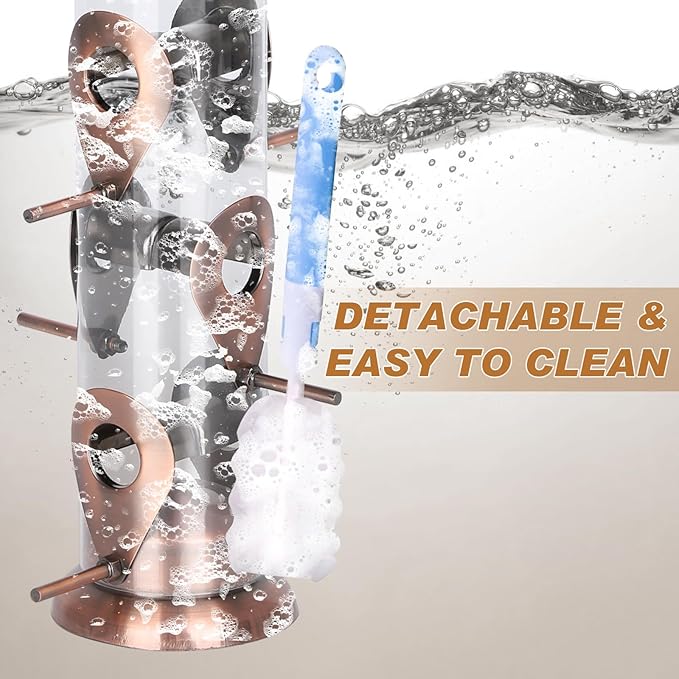 FEED GARDEN Metal Bird Feeders for Outdoors Hanging, 6-Port Tube BirdFeeders for Outside, Finch Feeders for Outside, Brushed Copper Finishing, Bird Feeder with Heavy Duty Metal Lid, Chew-Proof 1 Pack-Ruum Studio Home