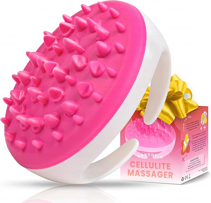 Scala Silicone Anti Cellulite Massager, Body Shower Scrubber, Cellulite Remover - Improve Circulation, Distribute Fat Deposits, Body Massager, Exfoliator, Fat Roller Use with Creams and Oils - Pink-Ruum Studio Home