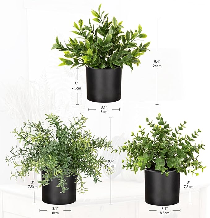 3 Pack Small Fake Plants for Shelf Decor Accents with Plastic Pot Artificial Potted Plants for Rustic Farmhouse Decor Faux Plants Indoor Fake Potted Plants Artificial for Home Office Bookshelf Decor-Ruum Studio Home