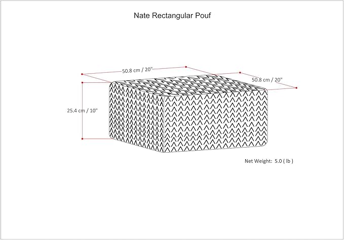 SIMPLIHOME Nate 20-inch Wide Square Pouf in Patterned Denim Mélange, Handwoven Boho-Style Cotton Ottoman, Footrest, or Extra Seating for Living Room, Assembled-Ruum Studio Home