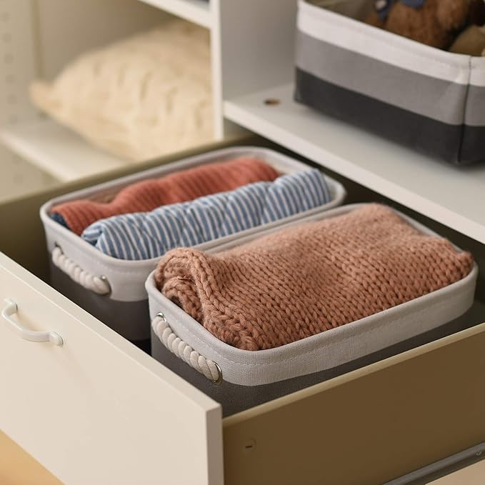 Small Storage Baskets for Shelves,Fabric Storage Baskets for Closet,Rectangular Collapsible Baskets for organizing Clothes,Books,Gifts-Ruum Studio Home