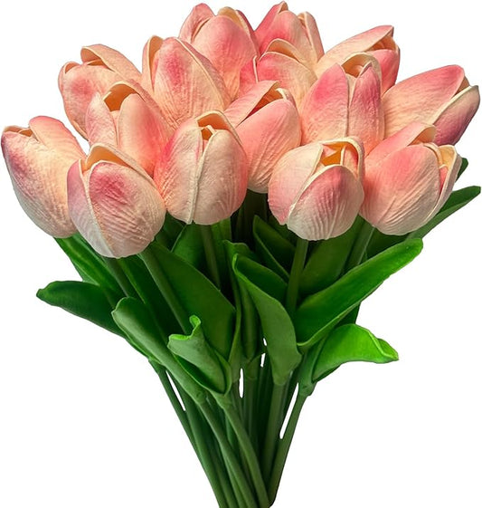 15pcs Real Touch Tulips PU Artificial Flowers Fake Tulips Flowers for Arrangement Wedding Party Easter Spring Home Dining Room Office Decoration-Ruum Studio Home