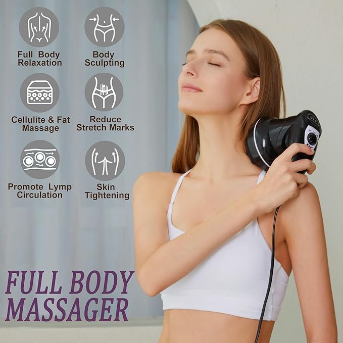 Body Sculpting Machine for Women - 6-Speed Cellulite Massage & Lymphatic Drainage Device with Lipo Roller, Handheld Home Use for Belly Fat, Stomach, Thighs & Buttocks Sculpting-Ruum Studio Home