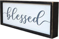 Rustic Blessed Freestanding Sign Home Decor for Living Room - Farmhouse Framed Blessed Wall Art Solid Wood Grey 12x5 Inches-Ruum Studio Home