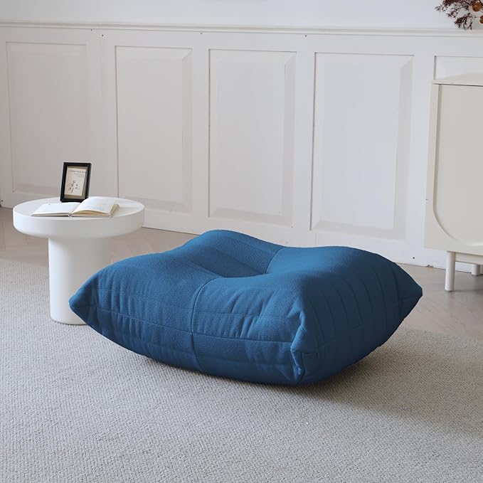 Luxury Ottomans, Modern Square Foot Rest for Sofa Couch Chair, Lazy Floor Seating, Fireside Bean Bag Chair, Tatami Sofa Lounger for Living Room, Bedroom, Office, Black-Ruum Studio Home
