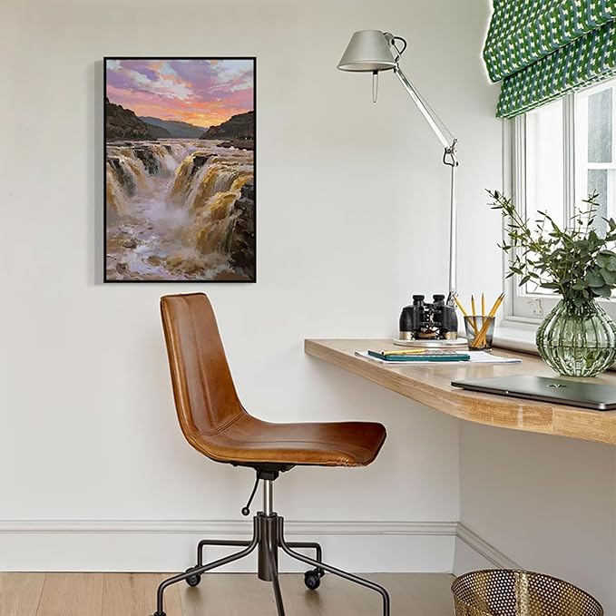 The surging waterfall scenery in the canyon is suitable for posting in the living room bedroom and office landscape posters-Ruum Studio Home