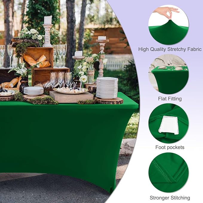 ABCCANOPY 6 FT Forest Green Spandex Table Cover Stretch Fitted Wrinkle Resistant Tablecloth Reuse for Rectangular Folding Table Patry Event Wedding Banquet Protector-Ruum Studio Home