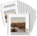 HAUS AND HUES 16x16 White Metal Picture Frames Matted to 12x12 - Features Premium Aluminum & Hanging Hardware, Shatterproof Plexiglass - Ideal for Home, Room, Office (16x16 in, White, Set of 25)-Ruum Studio Home