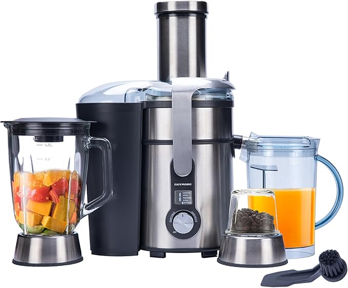 Juicer Machine, Blender & Grinder Combo 3 in 1 for Smoothies, Juice, Processing, Grinding & More 1300W Centrifugal Juice Extractor for Fruit Vegetable with 5 Speeds LCD Screen, Easy to Clean-Ruum Studio Home