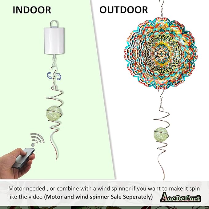 Glow in The Dark Wind Spinner Tail Gazing Ball Spiral Decorative Spiral Tail Wind Spinner Stabilizer Sun Catcher,Indoor Outdoor Hanging Art Garden Decoration Wind Sculpture Stabilizer-13in-Ruum Studio Home