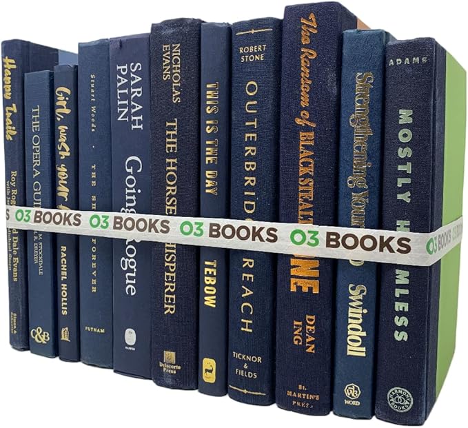 Curated Decorative Books Hardcover Décor Books for Home Décor, Choose Color, Interior Design, Office, Wedding Display, Instant Library, or Staging (Three Feet, Navy)-Ruum Studio Home